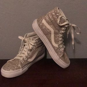 Vans Glitter High-Top Sneakers - Gold and White